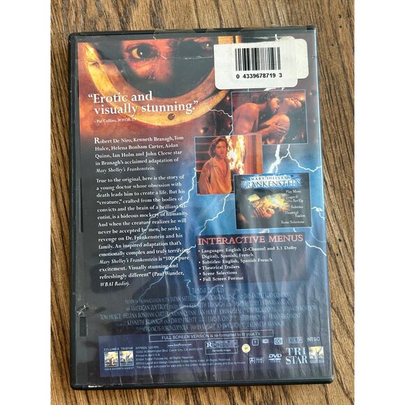 Mary Shelley's Frankenstein 1994 DVD Drama Horror Movie Robert De Niro Pre-Owned - Picture 4 of 4
